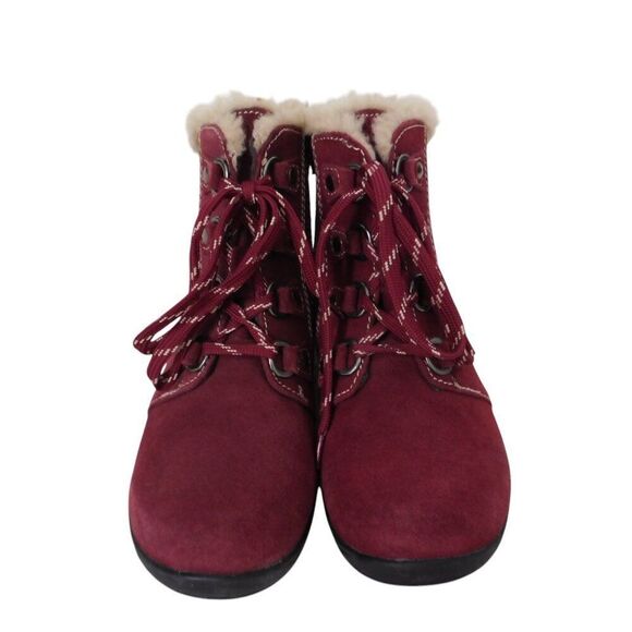 Earth Origins Boots CROWLEY Womens Ankle Winter Suede Leather Burgundy Zip 7.5 M - Picture 4 of 9